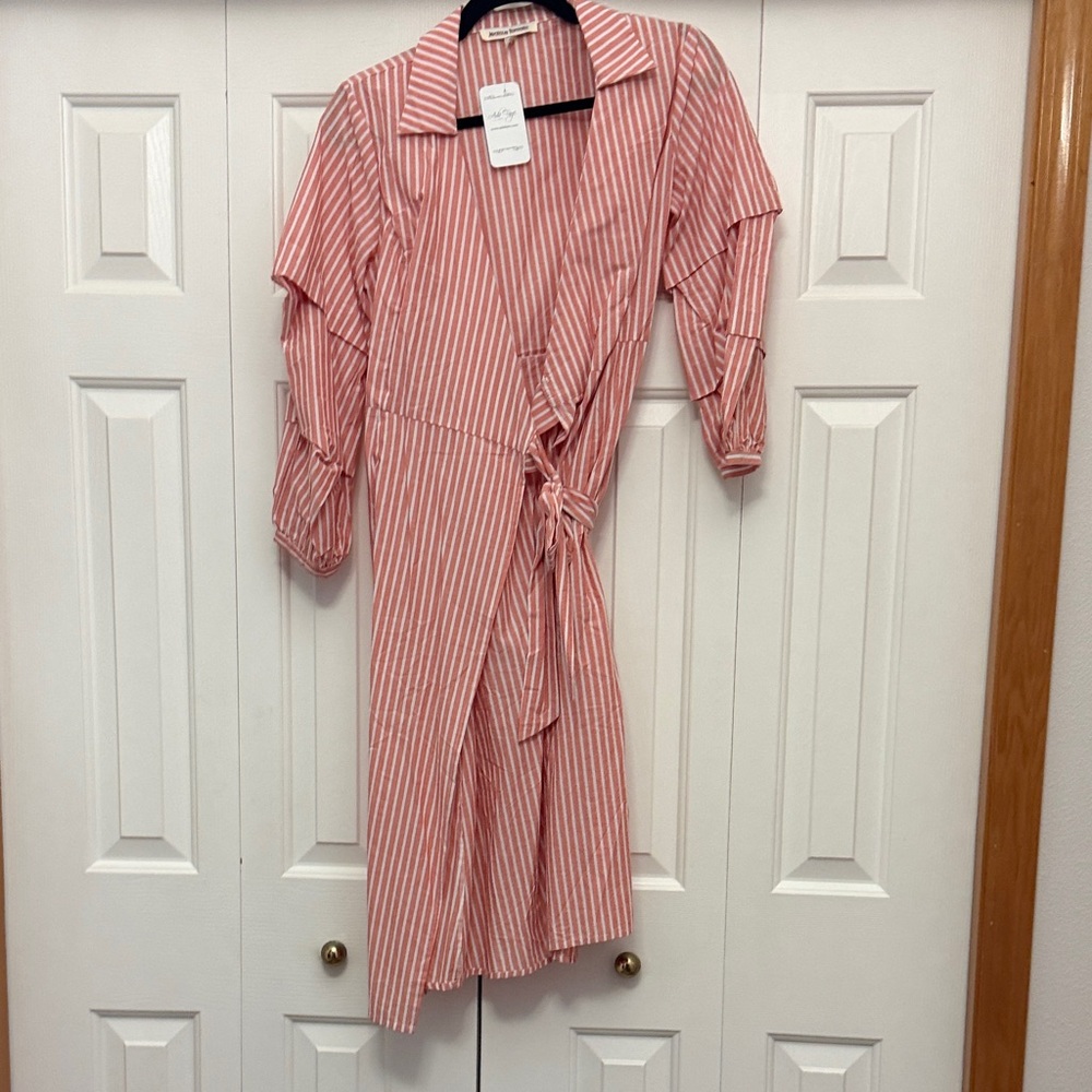 Striped Pink Wrap Dress